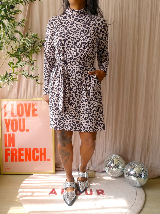 Jane Lushka leopard travelstof jurk nude / coffee