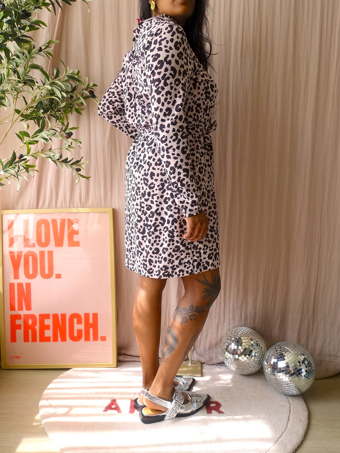 Jane Lushka leopard travelstof jurk nude / coffee