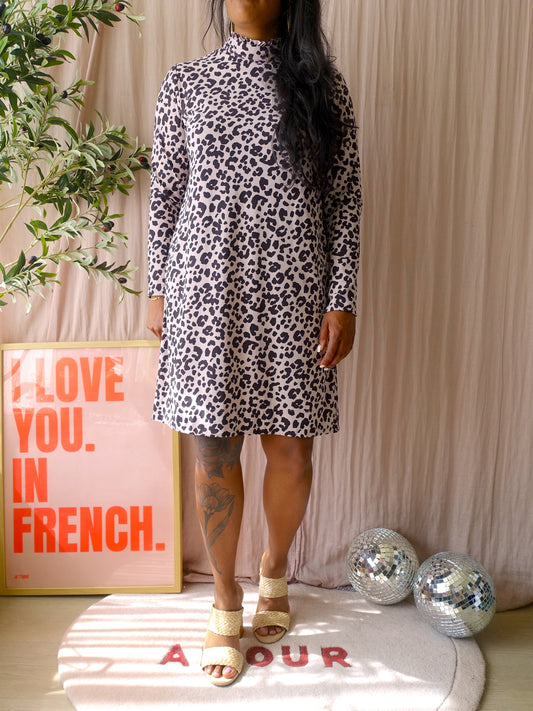 Jane Lushka leopard travelstof jurk nude / coffee