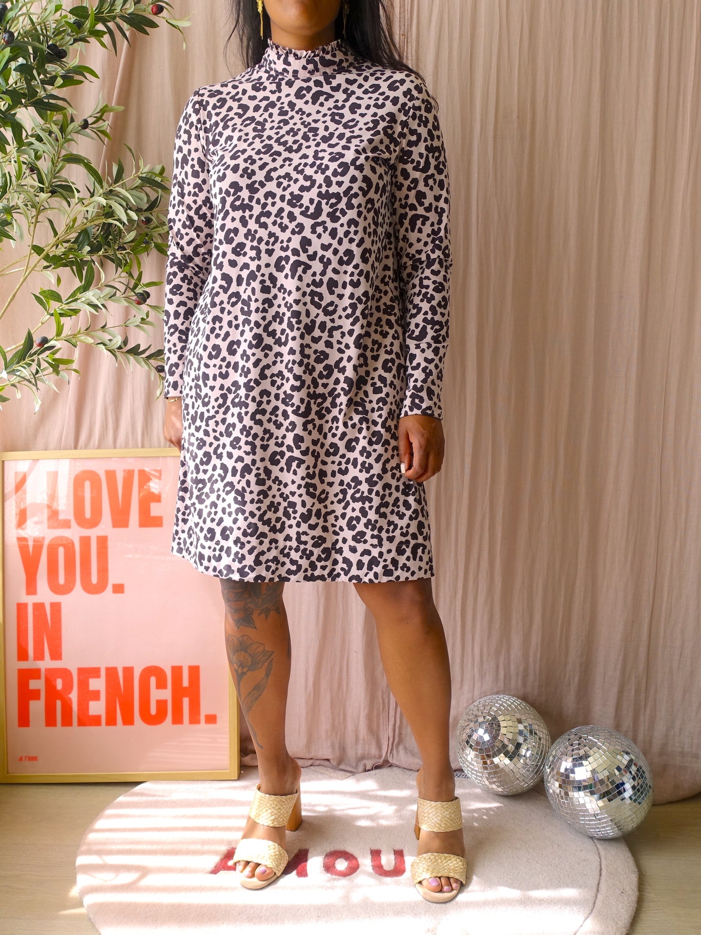 Jane Lushka leopard travelstof jurk nude / coffee