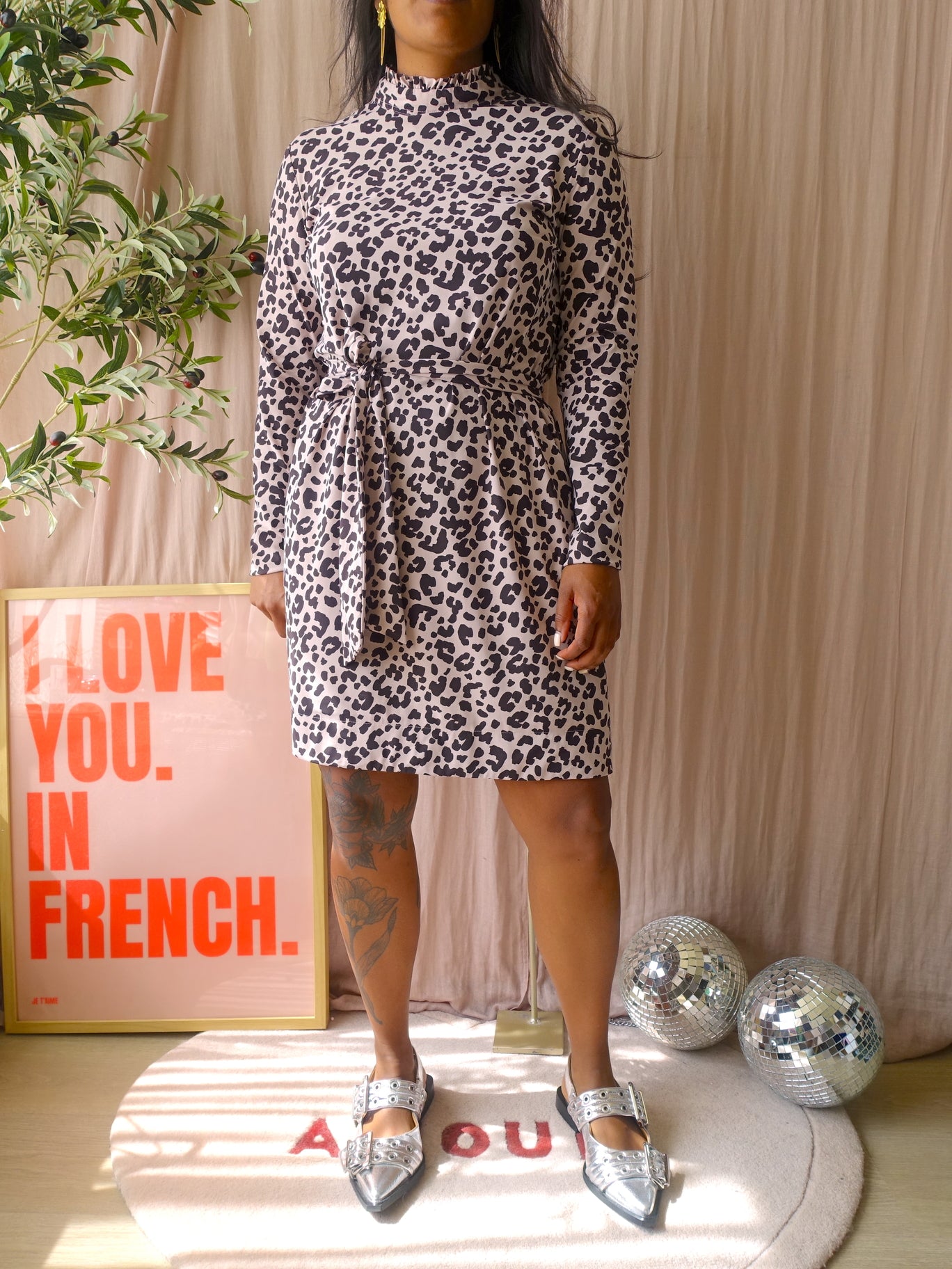 Jane Lushka leopard travelstof jurk nude / coffee
