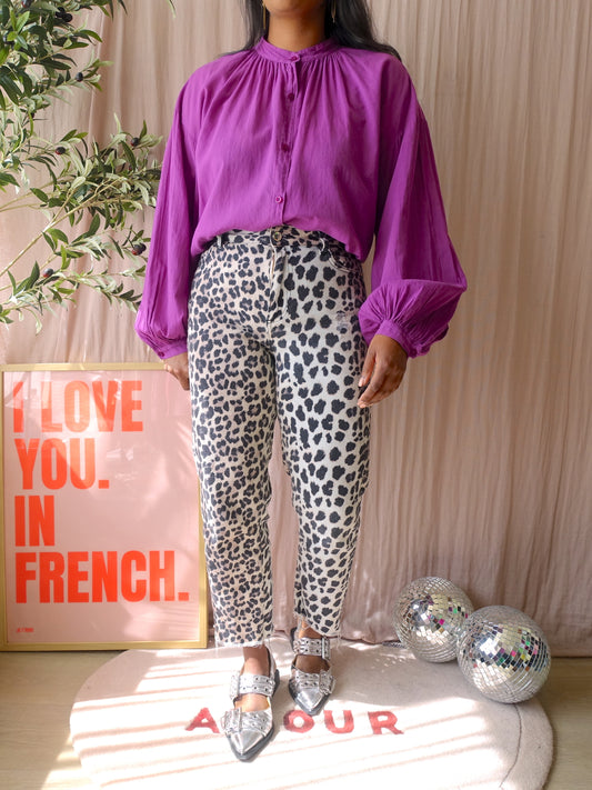 Vintage Johanna mao collar blouse sparkling grape