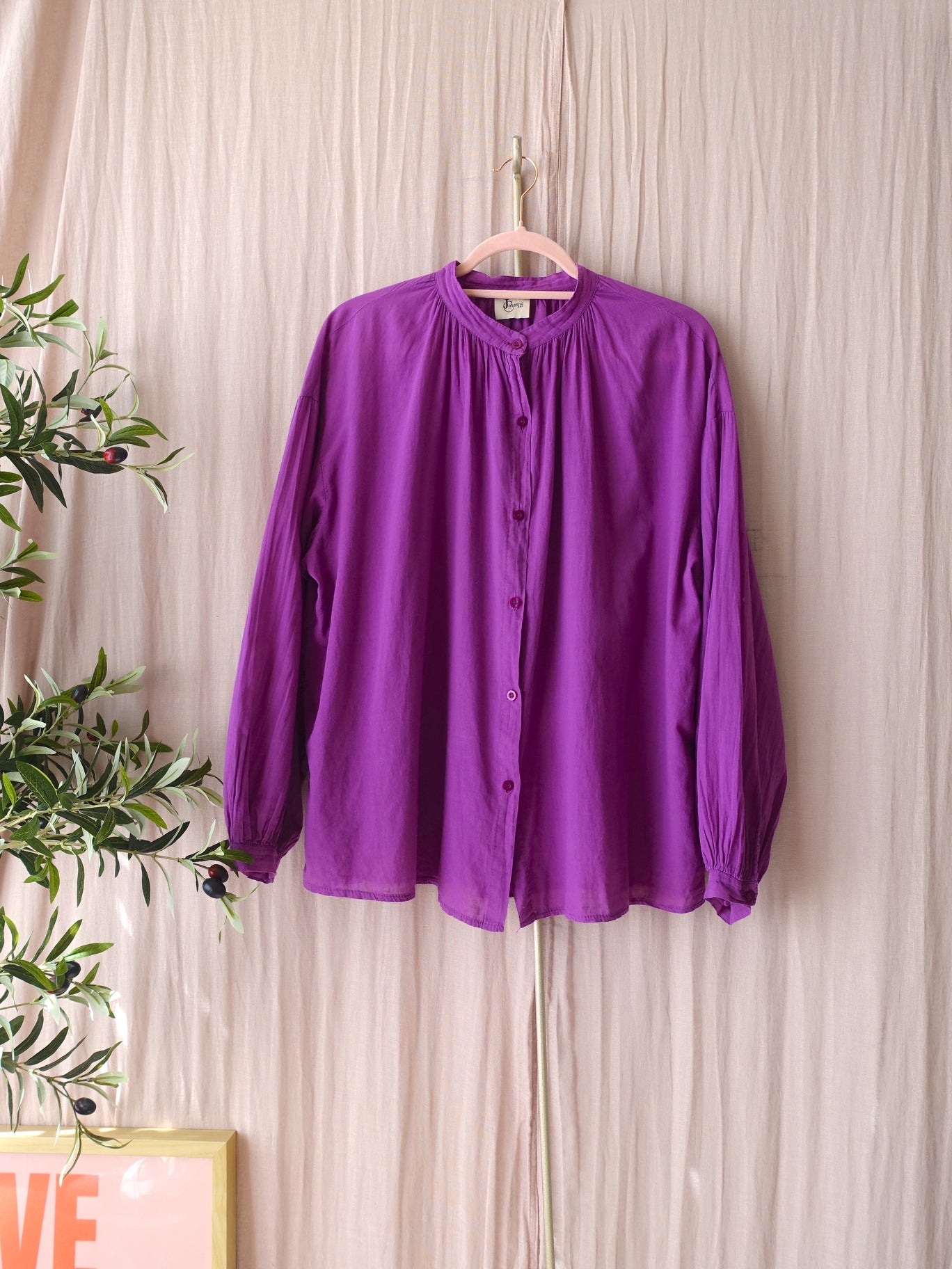 Vintage Johanna mao collar blouse sparkling grape