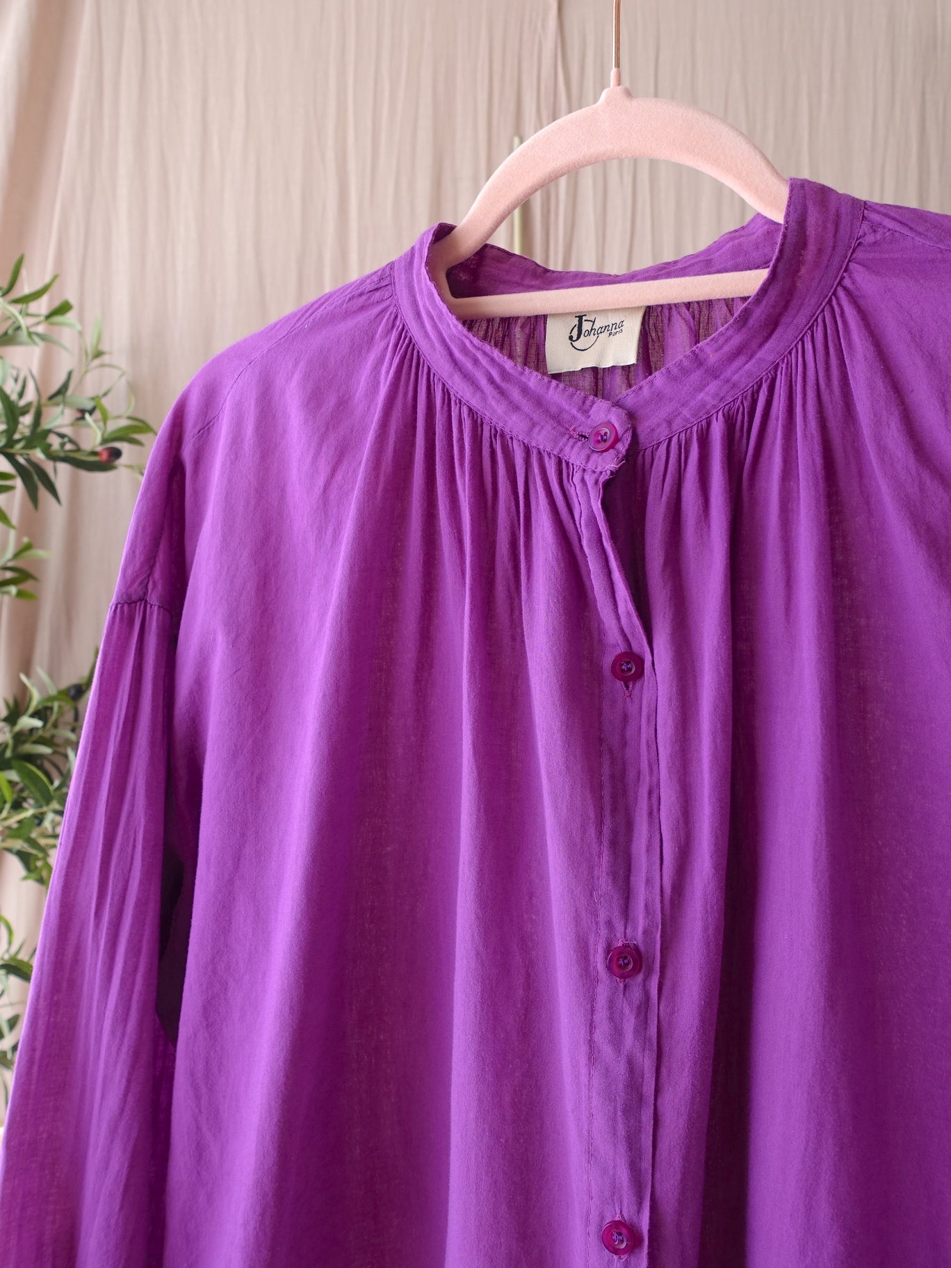 Vintage Johanna mao collar blouse sparkling grape