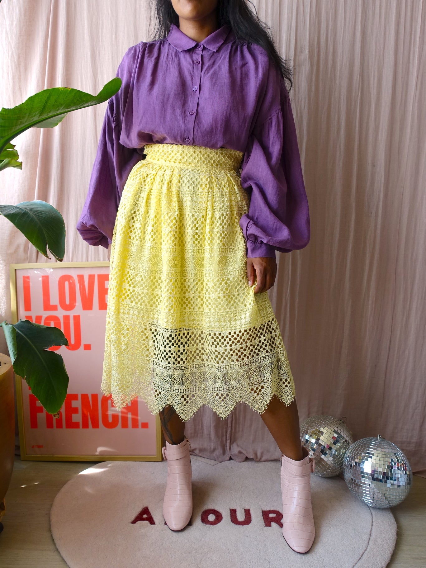 Josh V Jenney midi rok daisy yellow