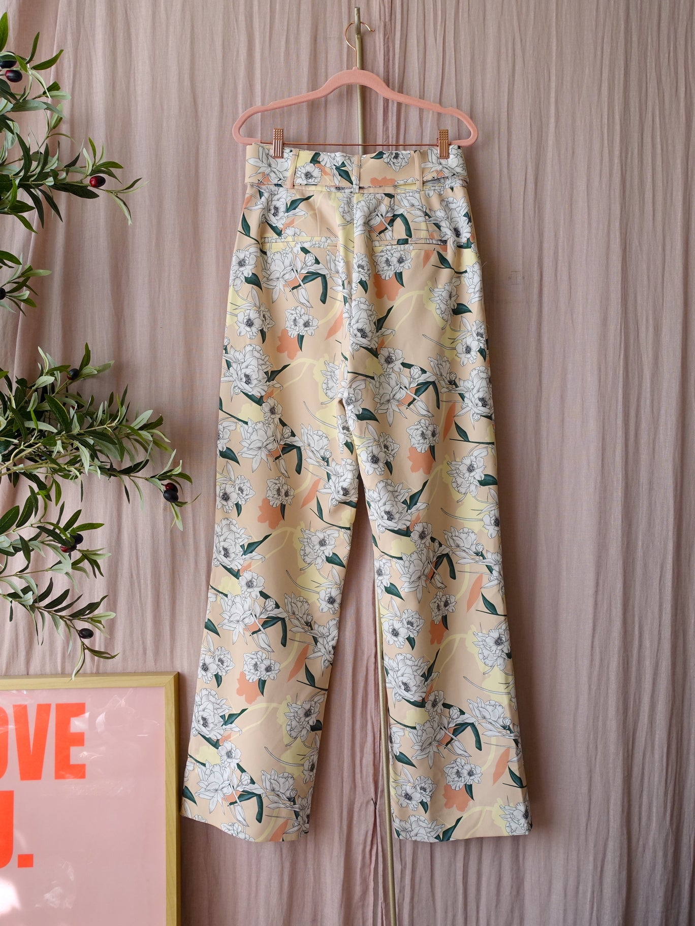 Josh V penelope peony flower bohemian pants nude