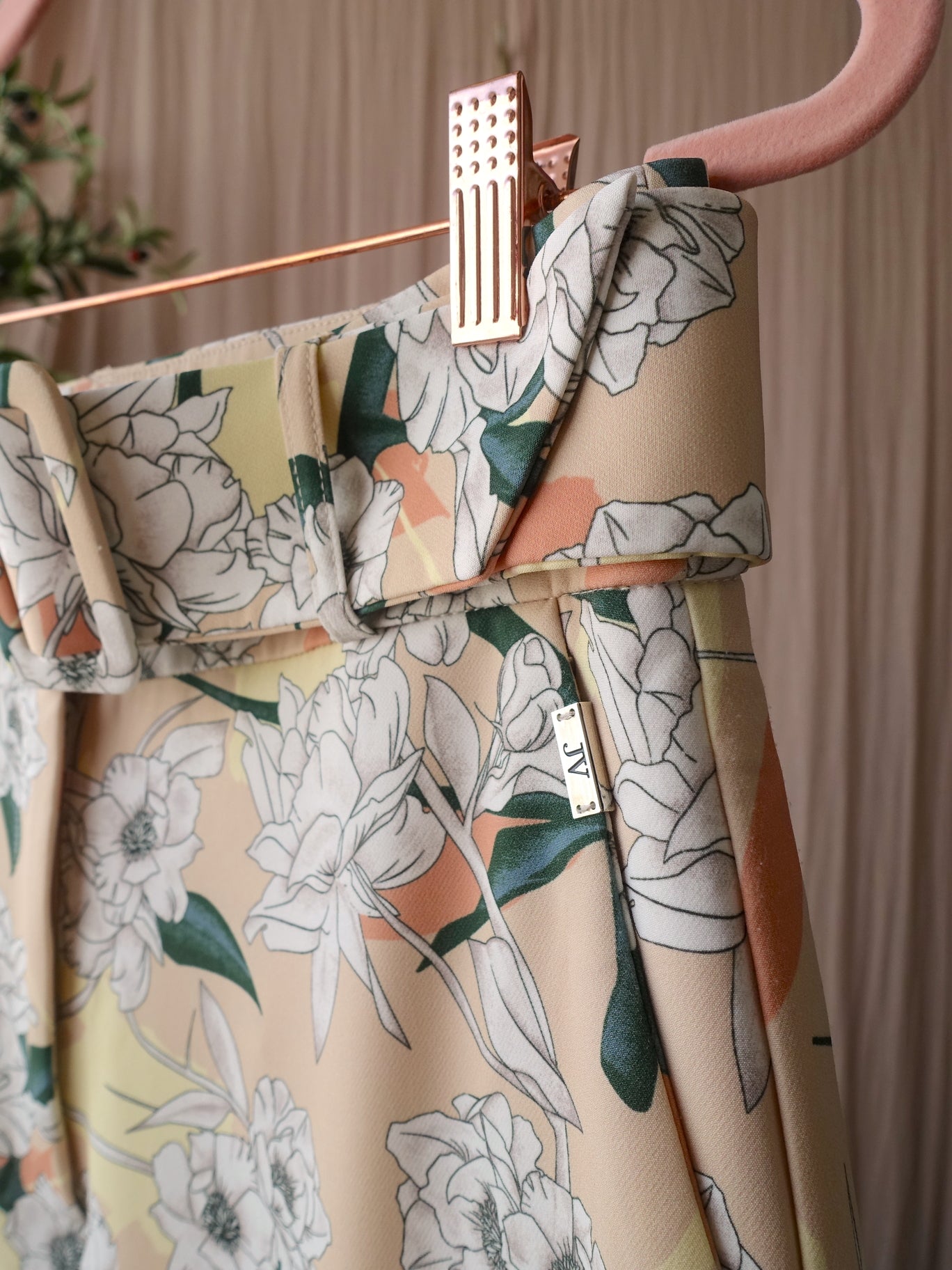 Josh V penelope peony flower bohemian pants nude