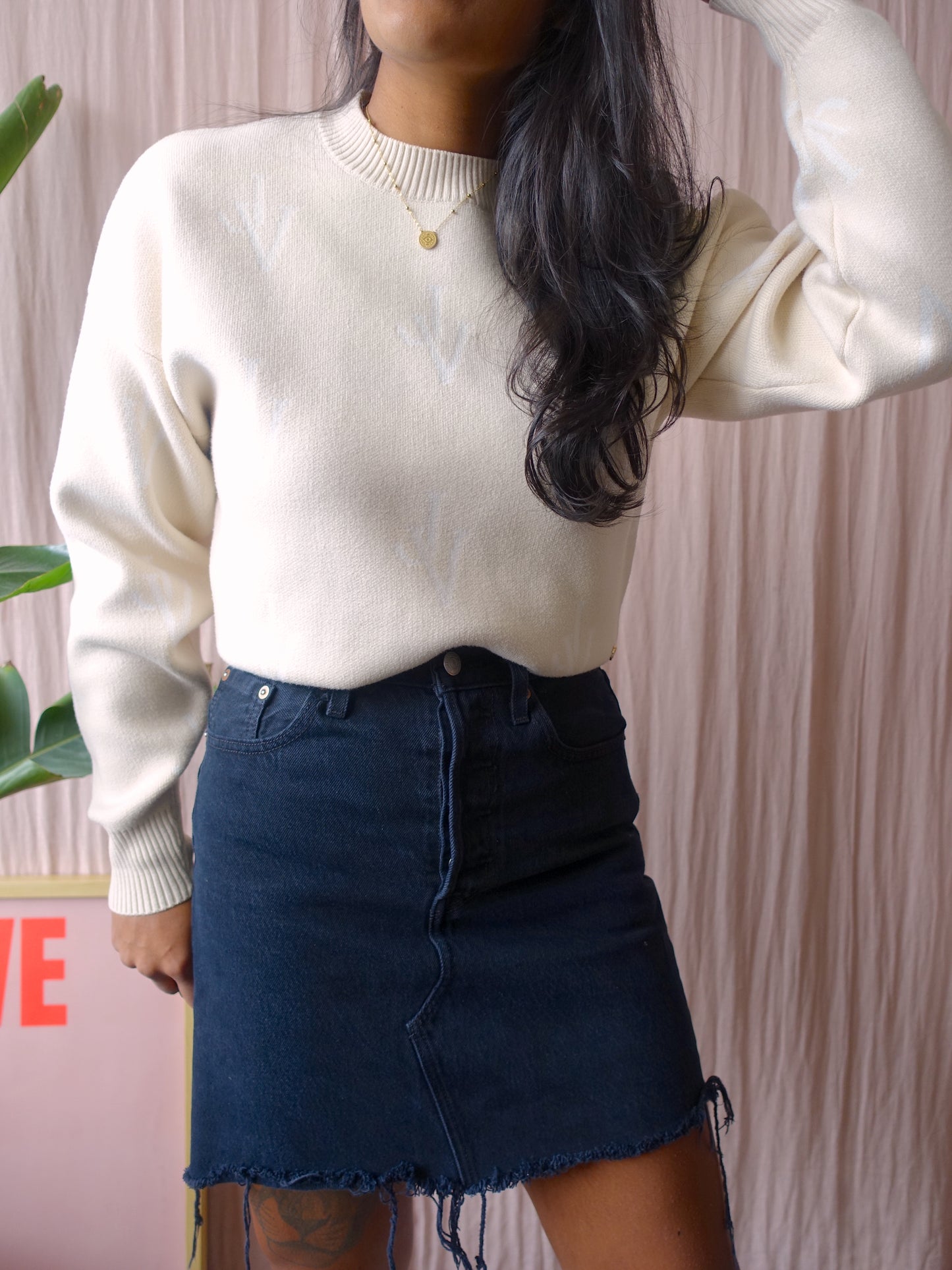 Levi's deconstructed denim rok zwart