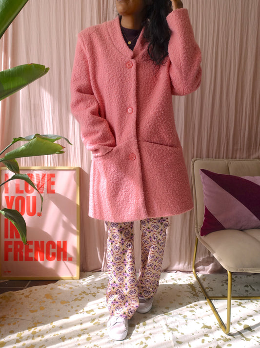 Kaffe rosie boucle coat roze