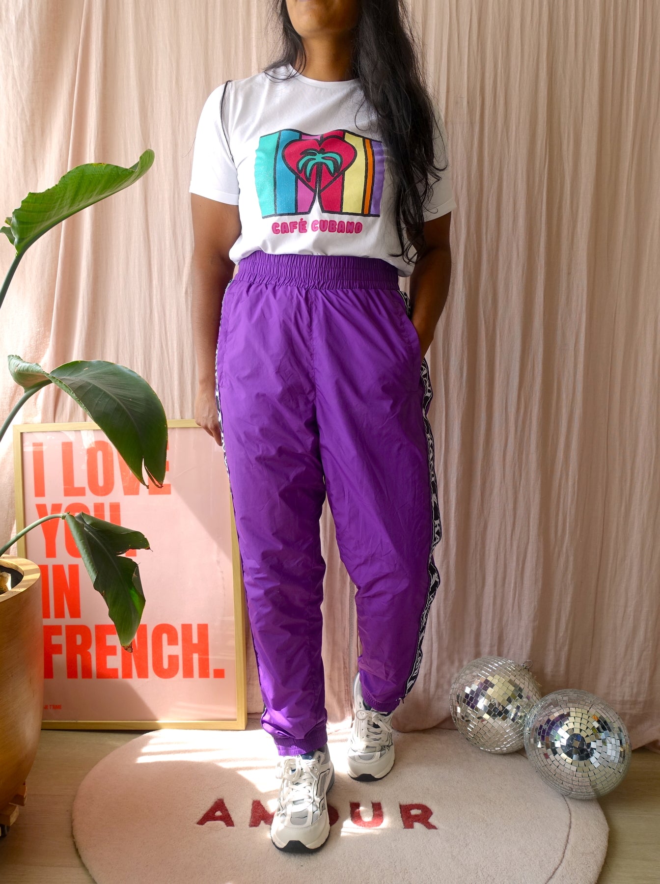 Karl Kani OG tape trackpants violet