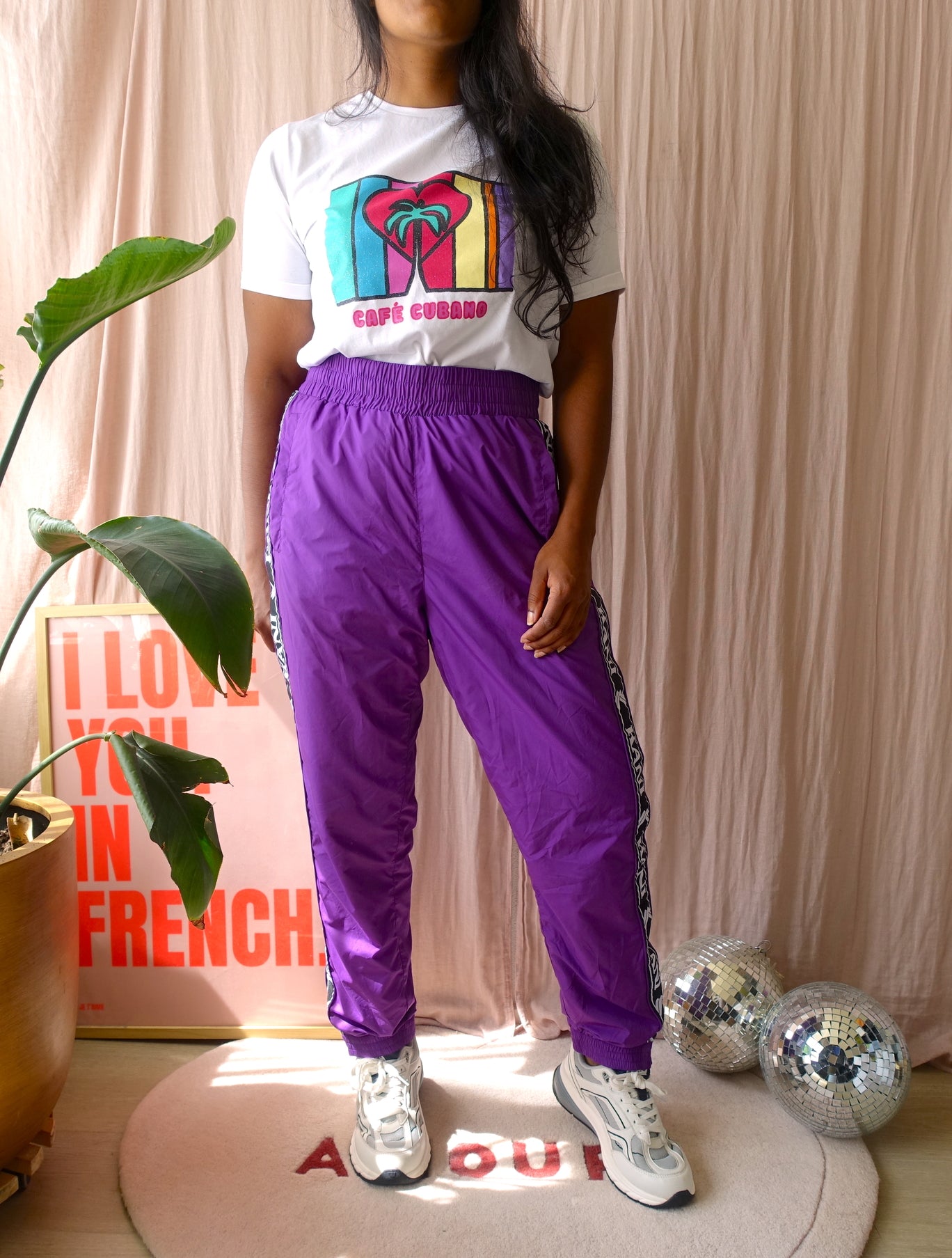 Karl Kani OG tape trackpants violet
