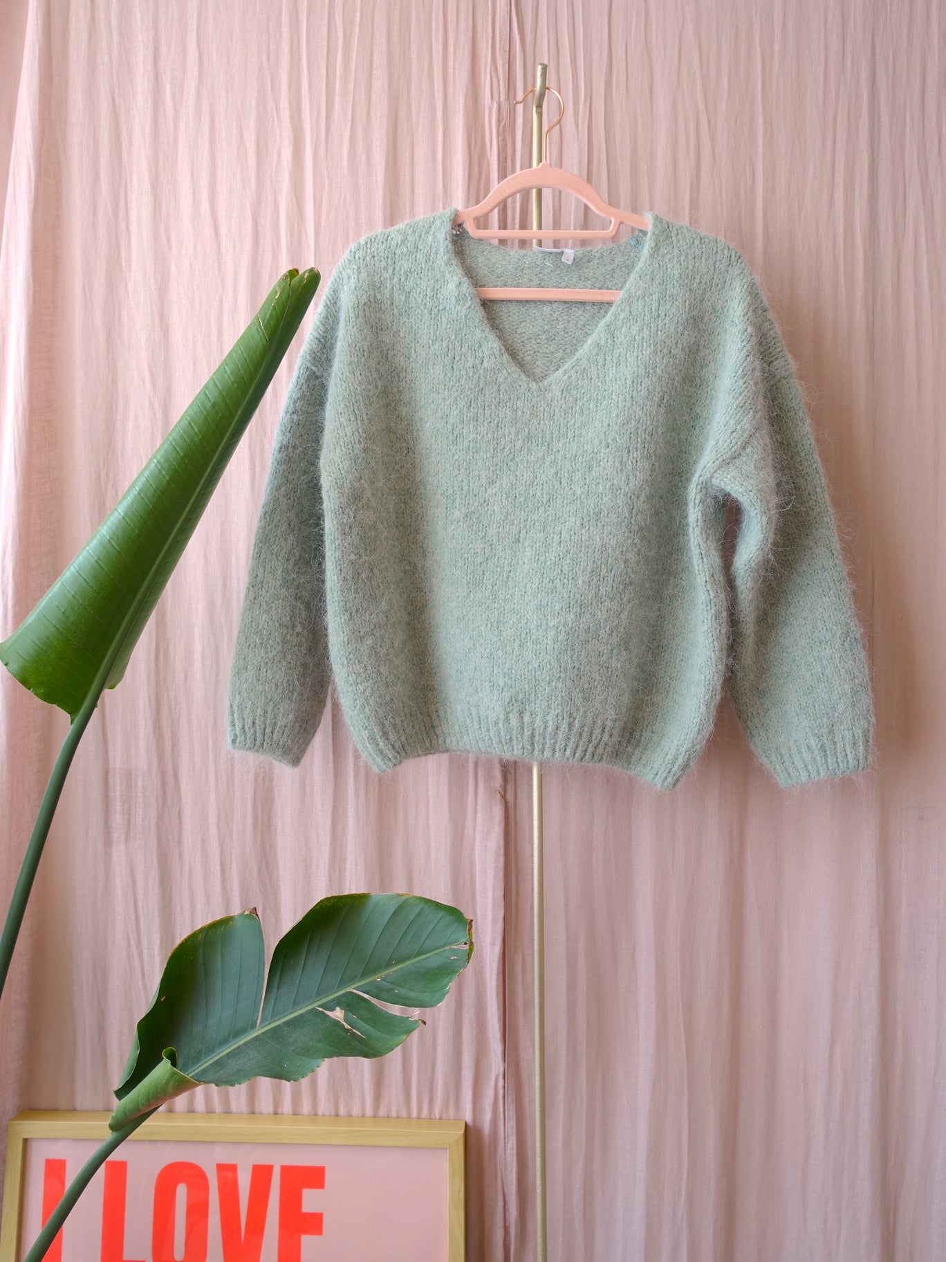 Knit-Ted alpacamix boxy fit pullover pastel green