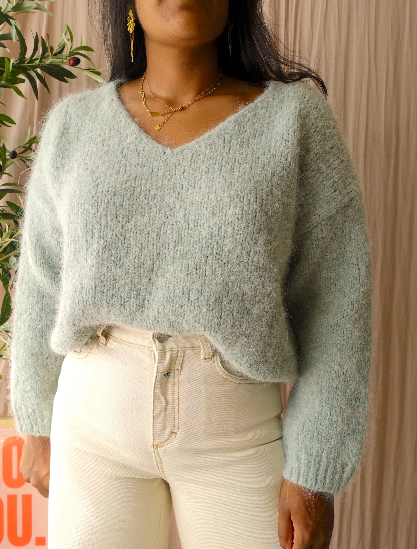 Knit-Ted alpacamix boxy fit pullover pastel green