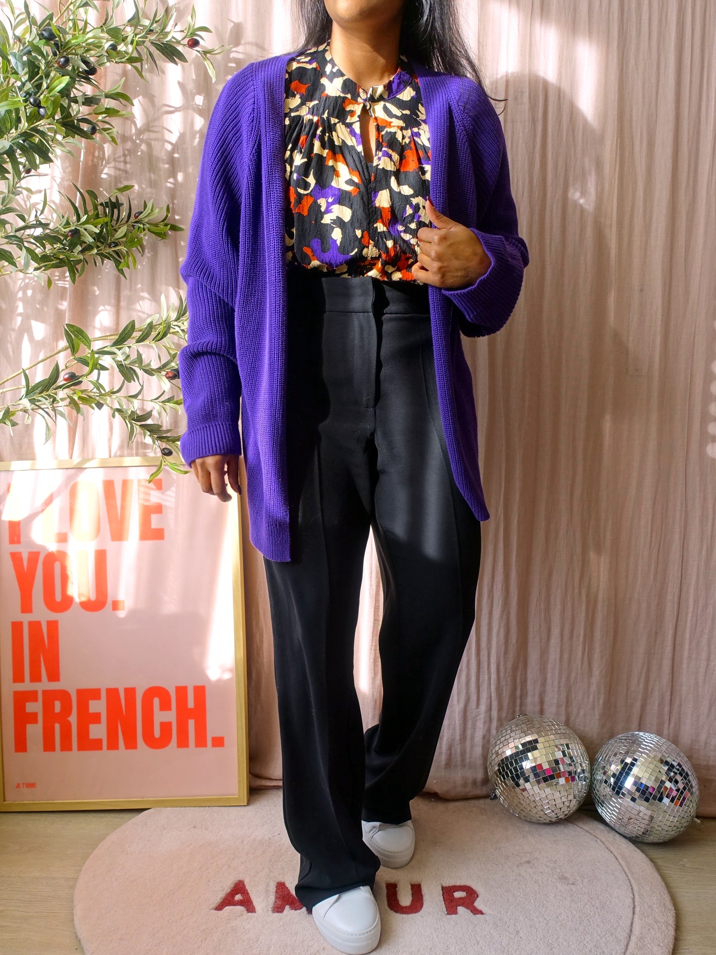 Geisha knitted cardigan emerson purple