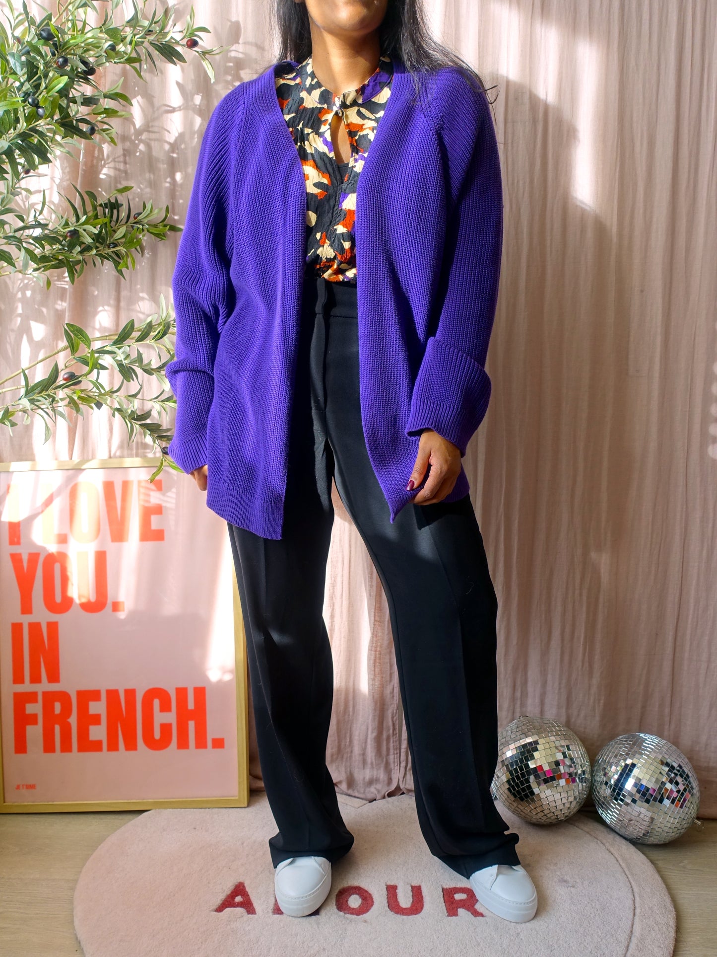 Geisha knitted cardigan emerson purple