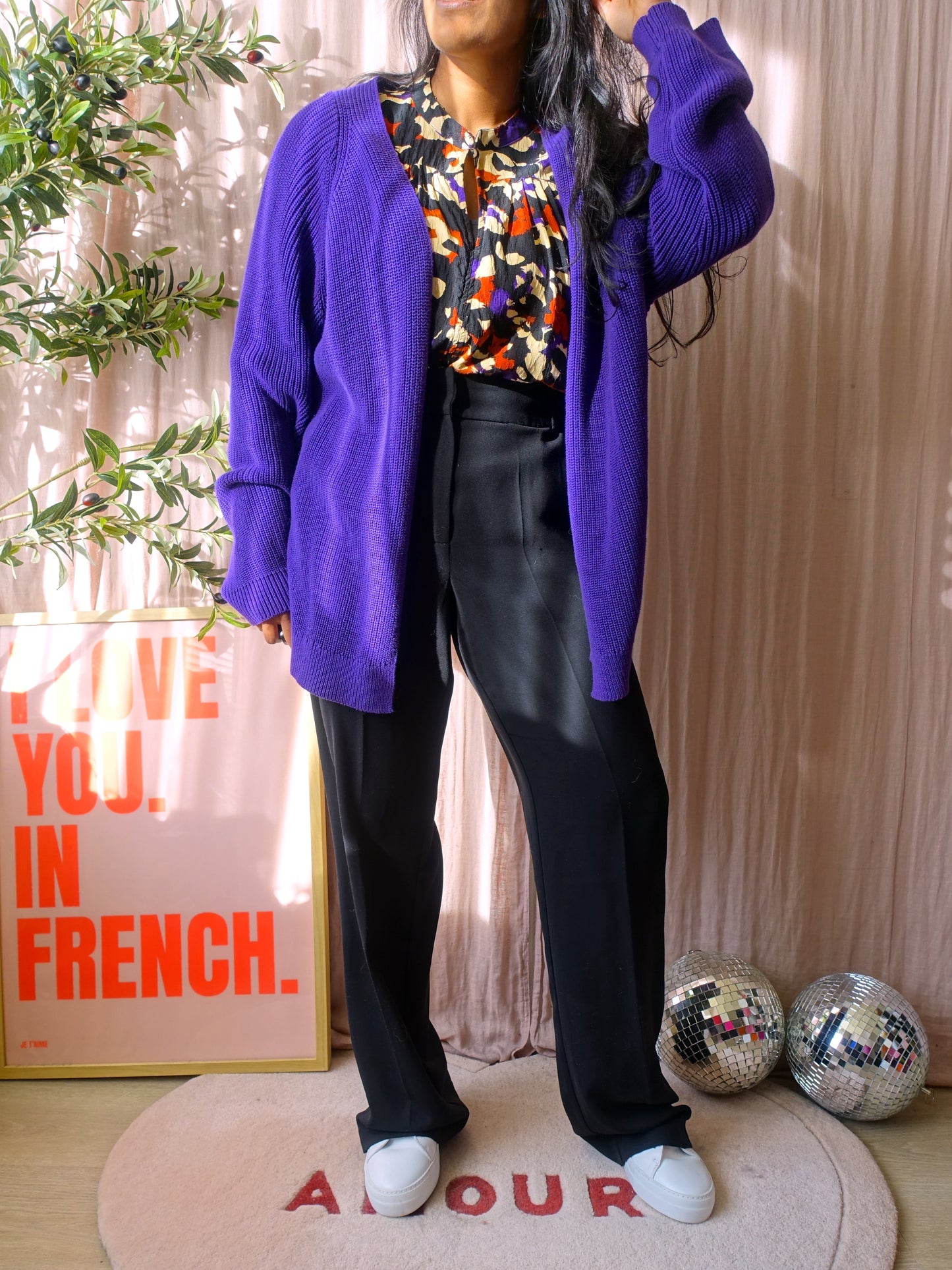 Geisha knitted cardigan emerson purple
