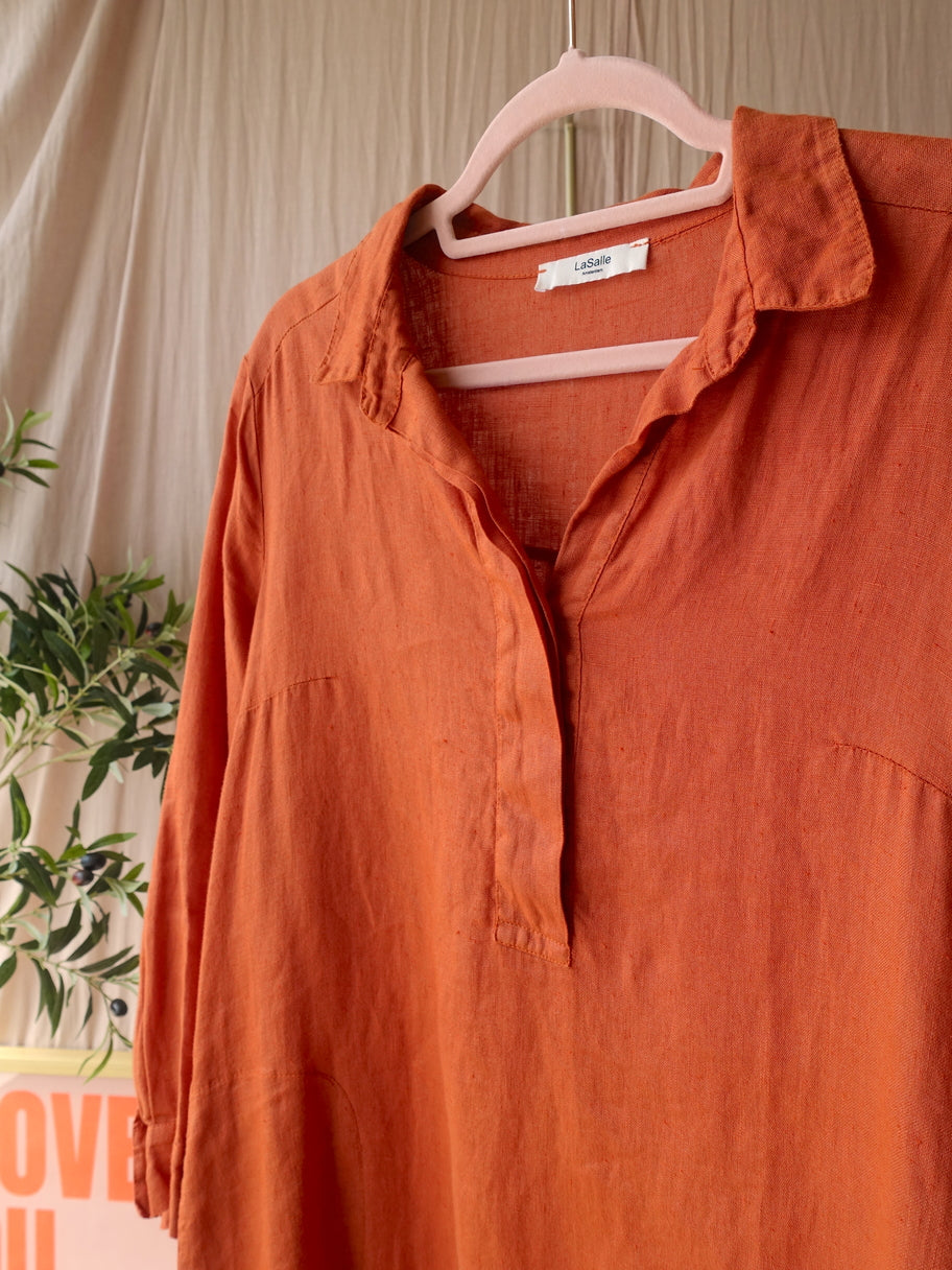 La Salle Amsterdam luxury linnen jurk tangerine tango