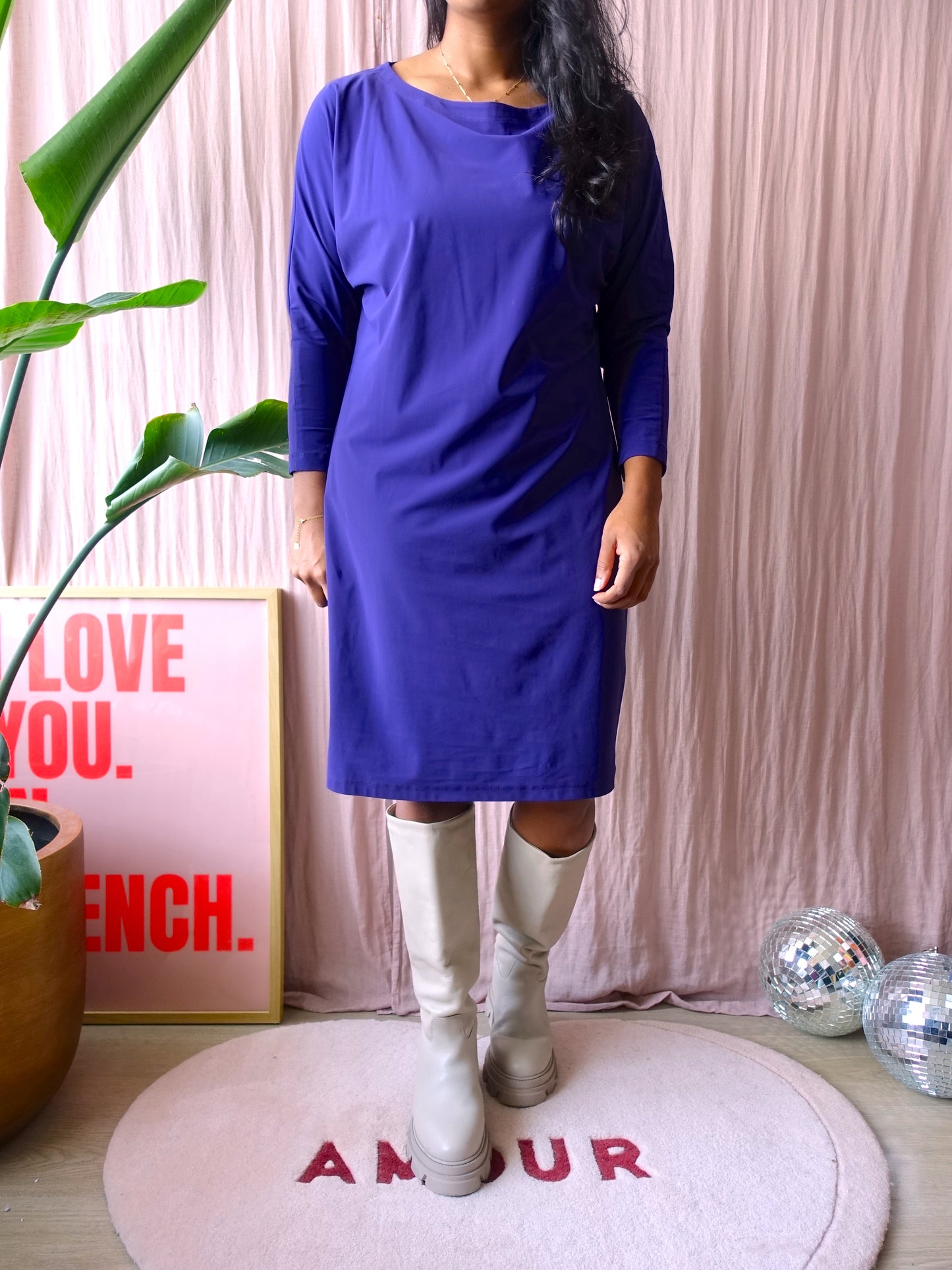 LaDress travelstof midi jurk purple night