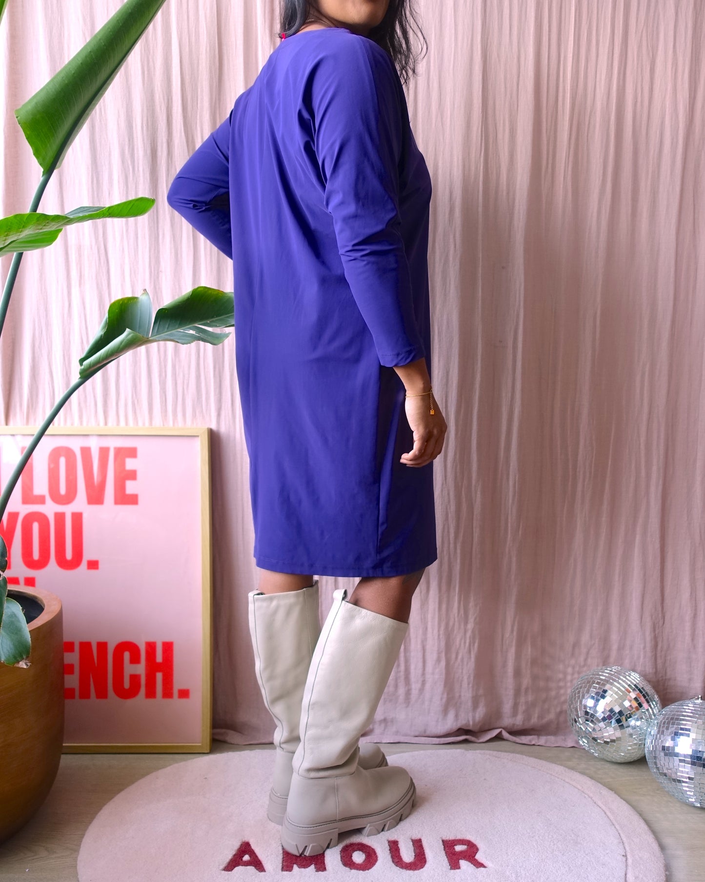 LaDress travelstof midi jurk purple night