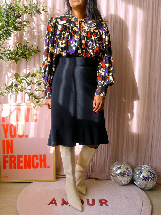 Lauren Ralph Lauren knitted ruches rok zwart