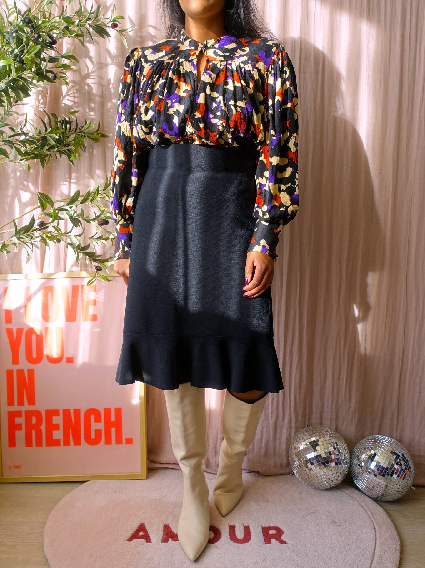 Lauren Ralph Lauren knitted ruches rok zwart