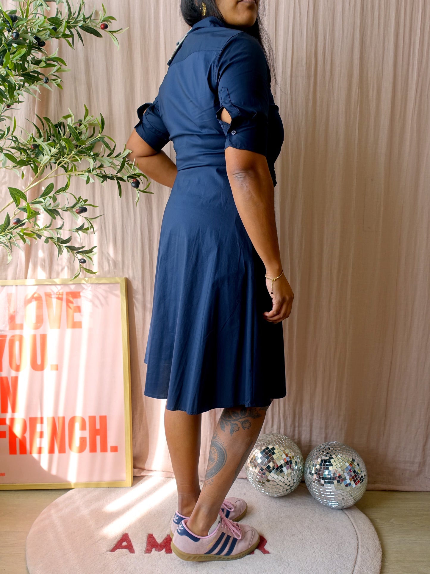 Lauren Ralph Lauren cotton midi blousejurk navy