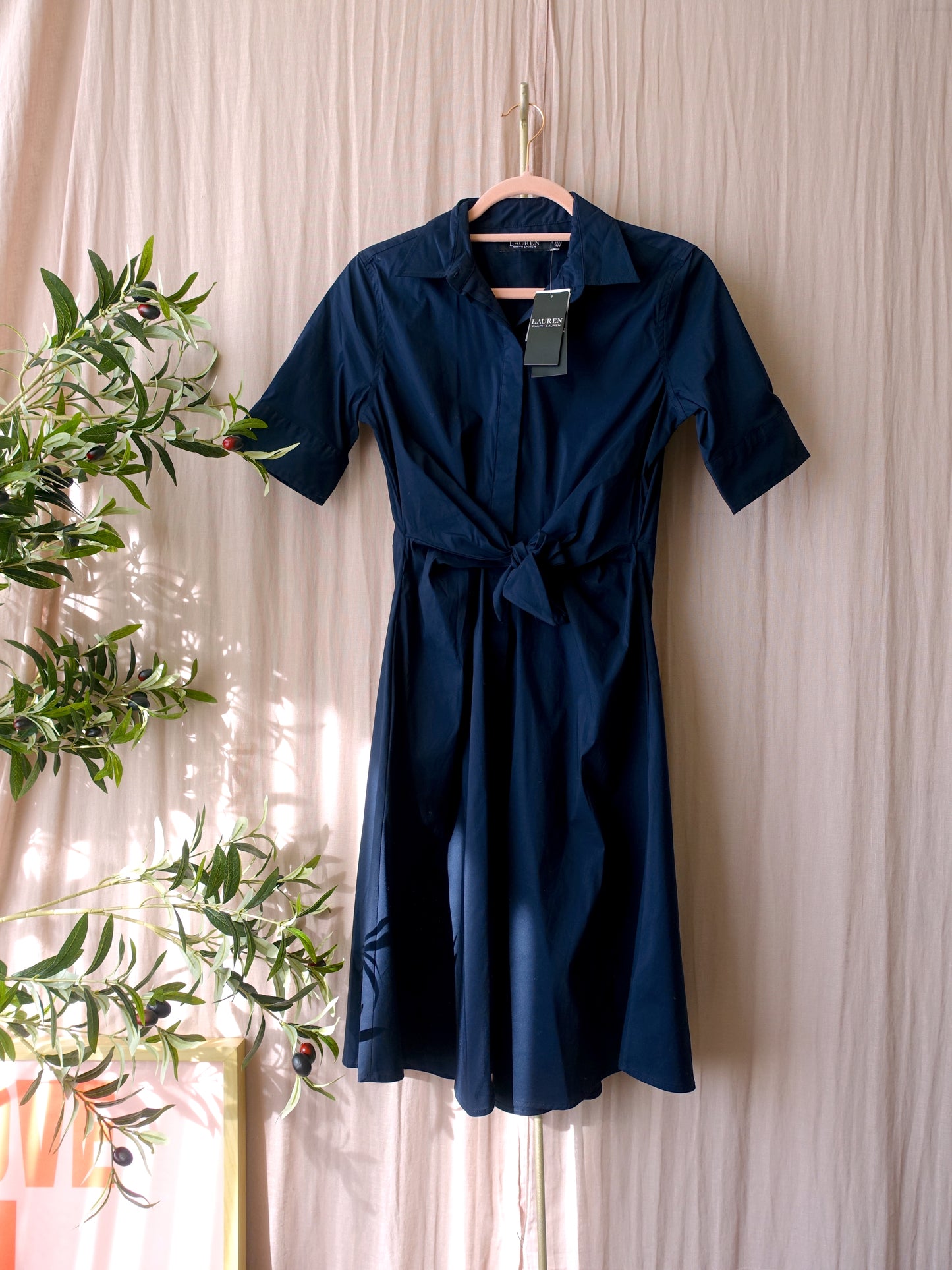 Lauren Ralph Lauren cotton midi blousejurk navy