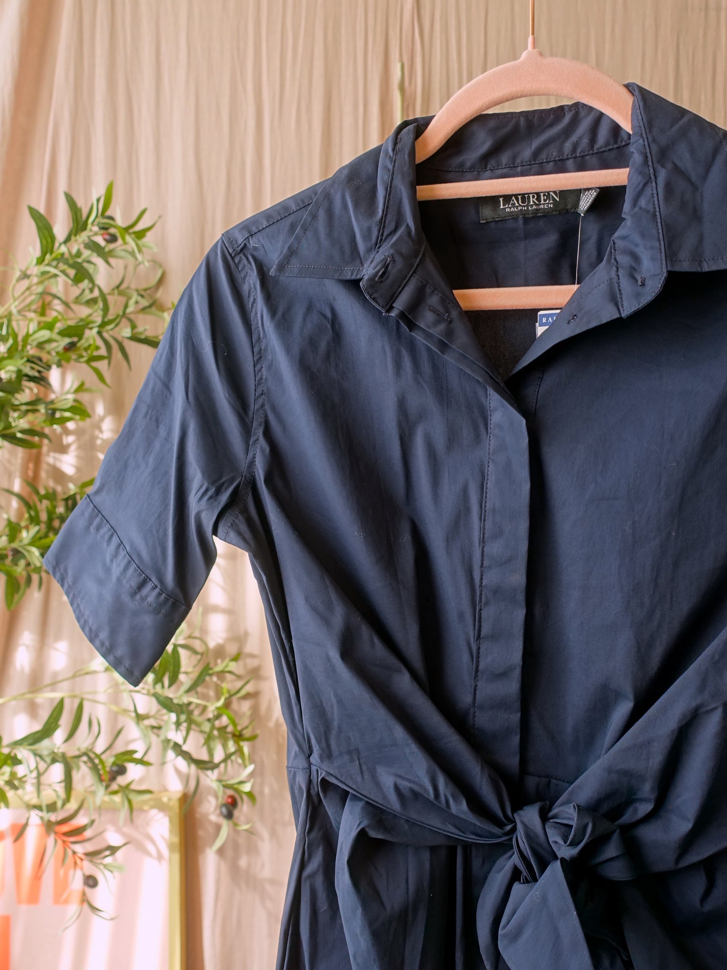 Lauren Ralph Lauren cotton midi blousejurk navy