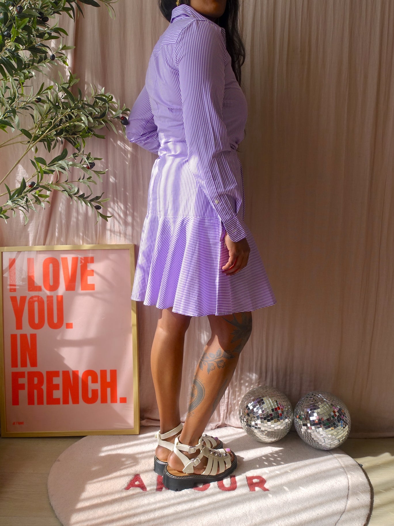 Lauren Ralph Lauren designer tie-front cotton dress lila