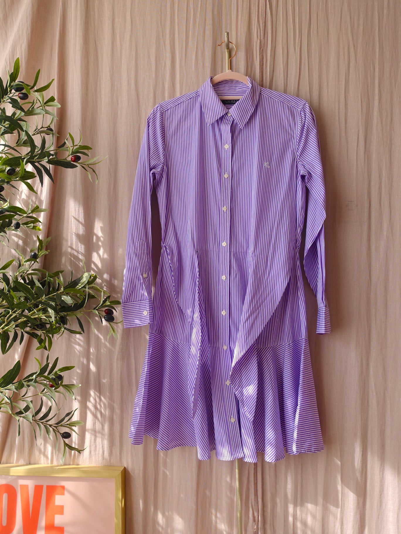 Lauren Ralph Lauren designer tie-front cotton dress lila