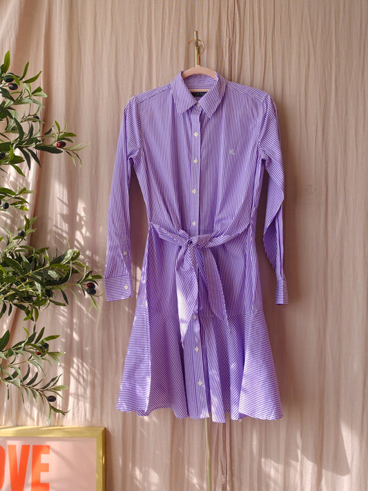 Lauren Ralph Lauren designer tie-front cotton dress lila