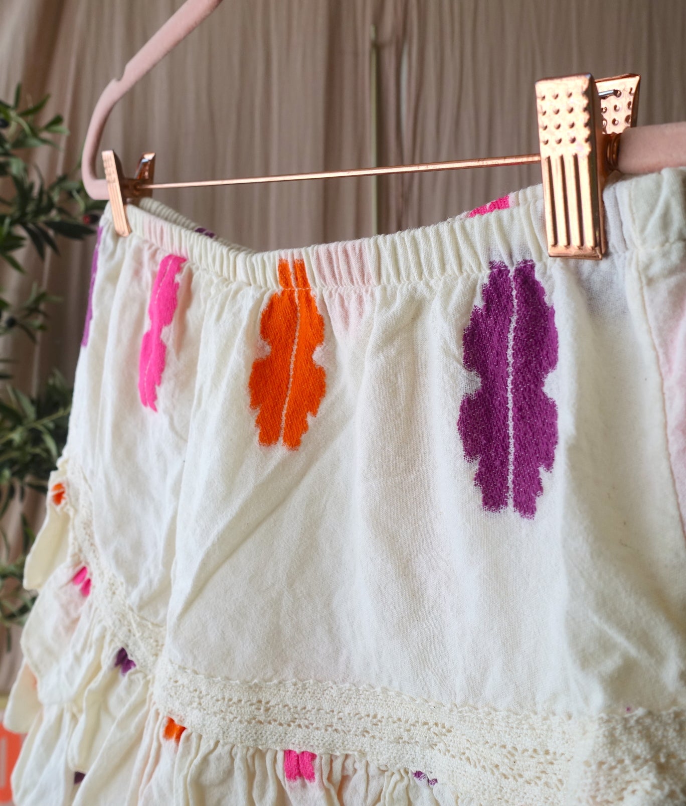 Les Jumelles embroidered ruffle skort ecru