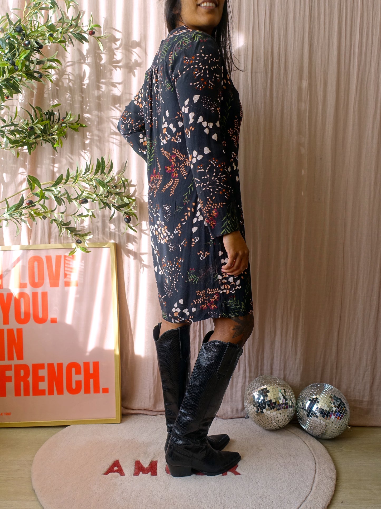 La Petite Française forrest floral v-neck dress
