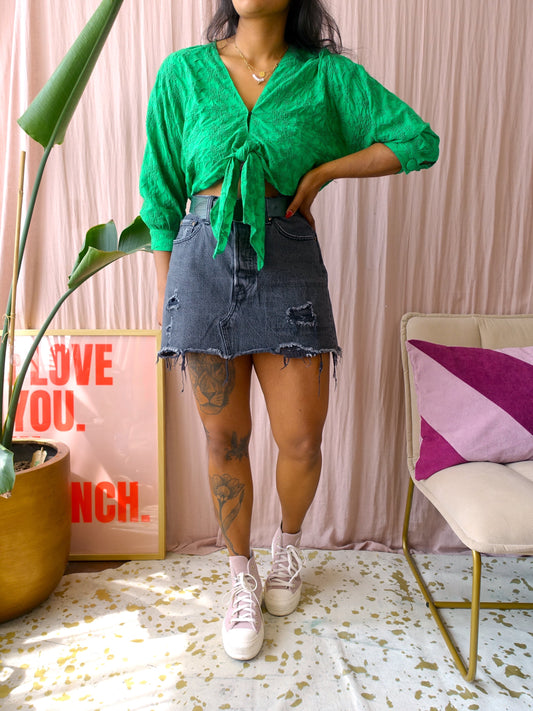 Levi's deconstructed denim skirt antraciet