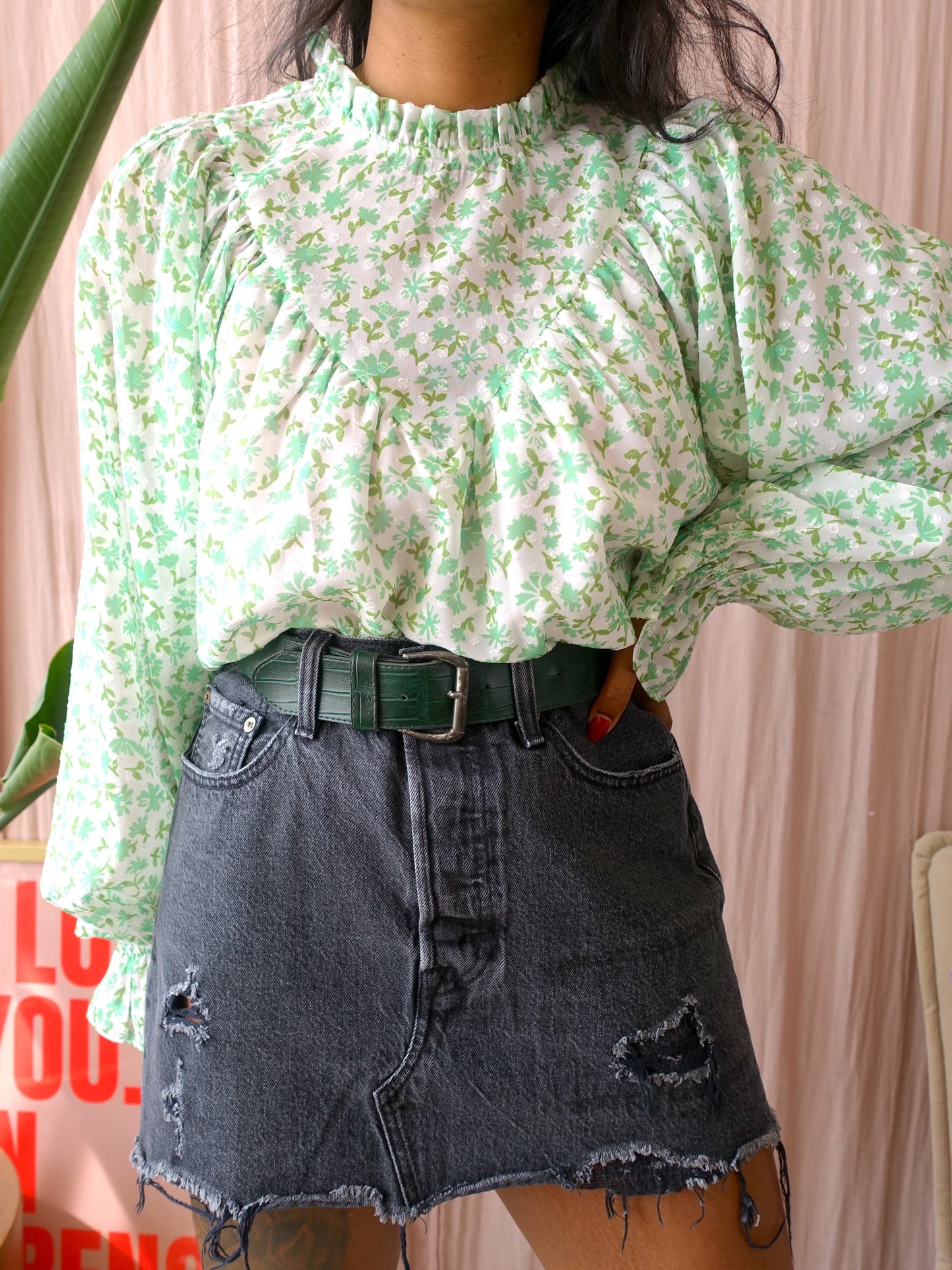 Levi's deconstructed denim skirt antraciet