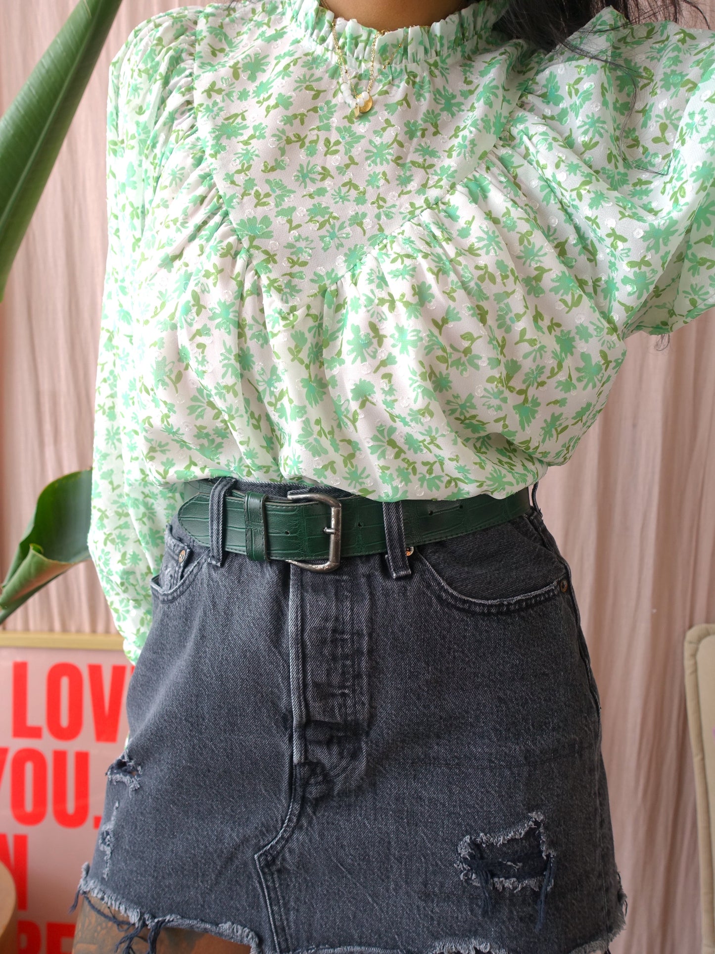 Levi's deconstructed denim skirt antraciet