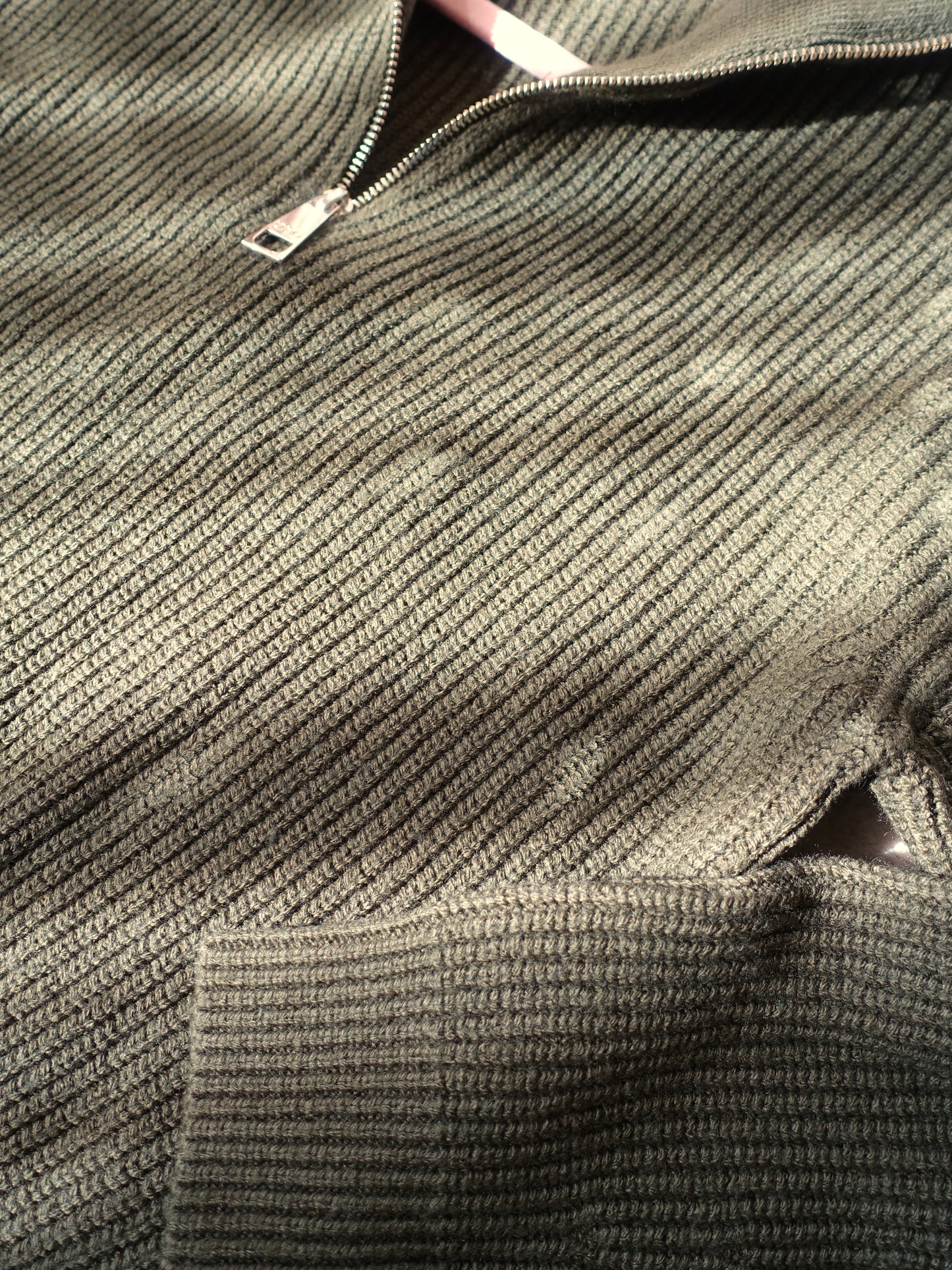 Liu-Jo chunky knit zip sweater donker army