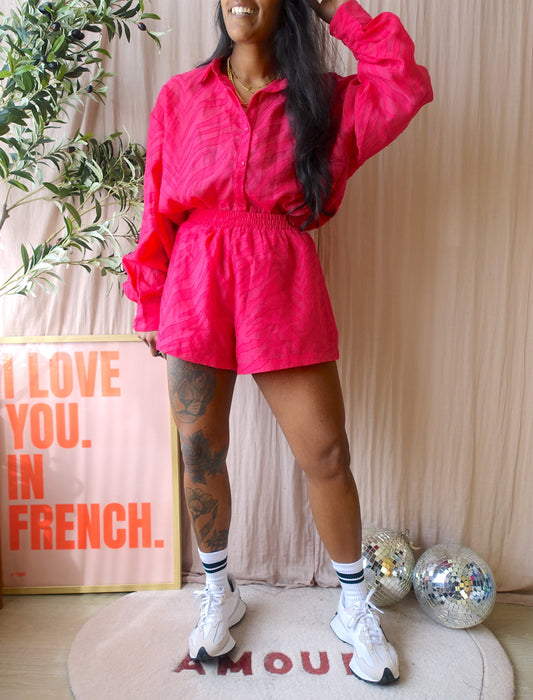 Loavies structured flowy shorts french fuchsia