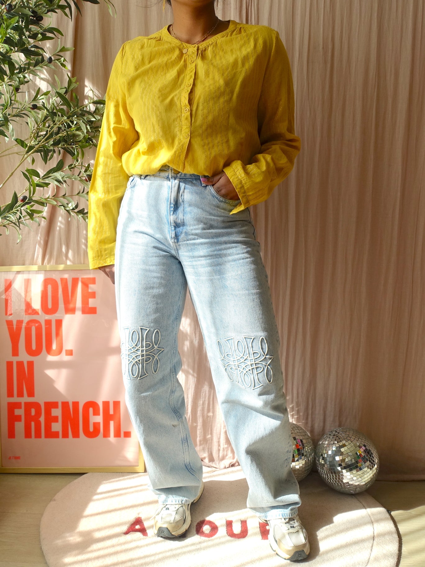 Lolly's Laundry lurex stripe blouse singh sunshine yellow
