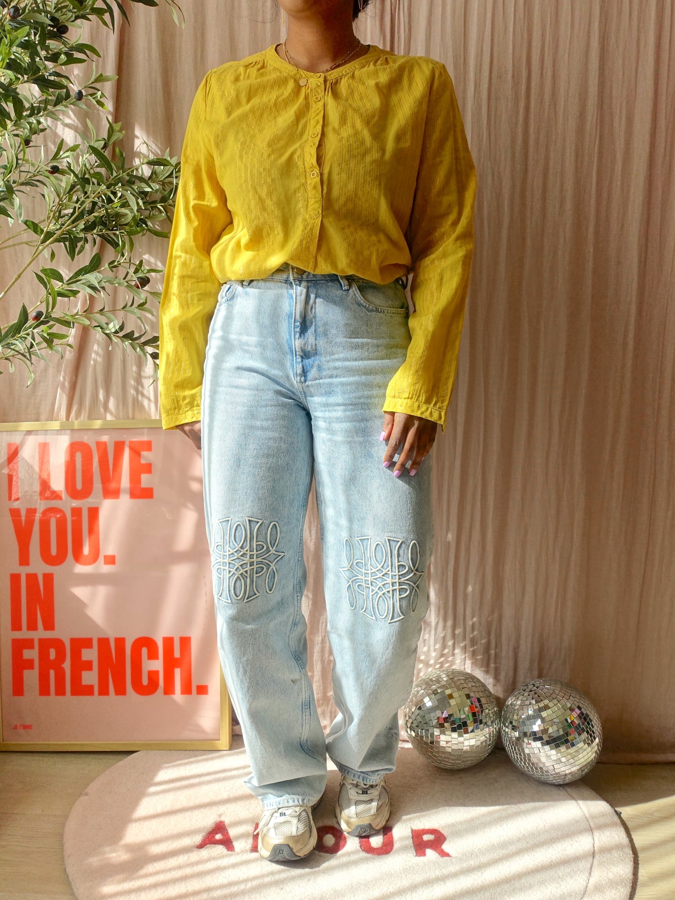 Lolly's Laundry lurex stripe blouse singh sunshine yellow