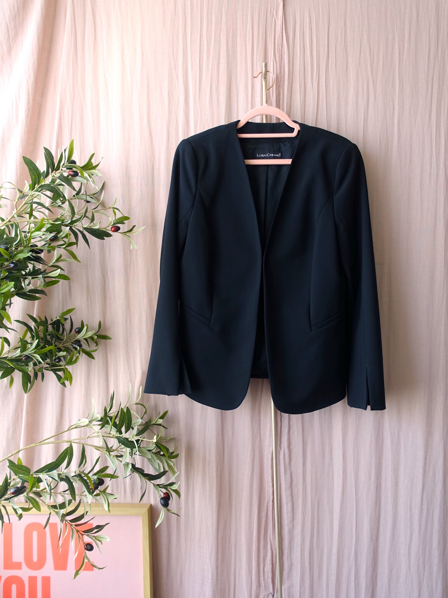 Luisa Cerano classic split sleeve blazer jet black