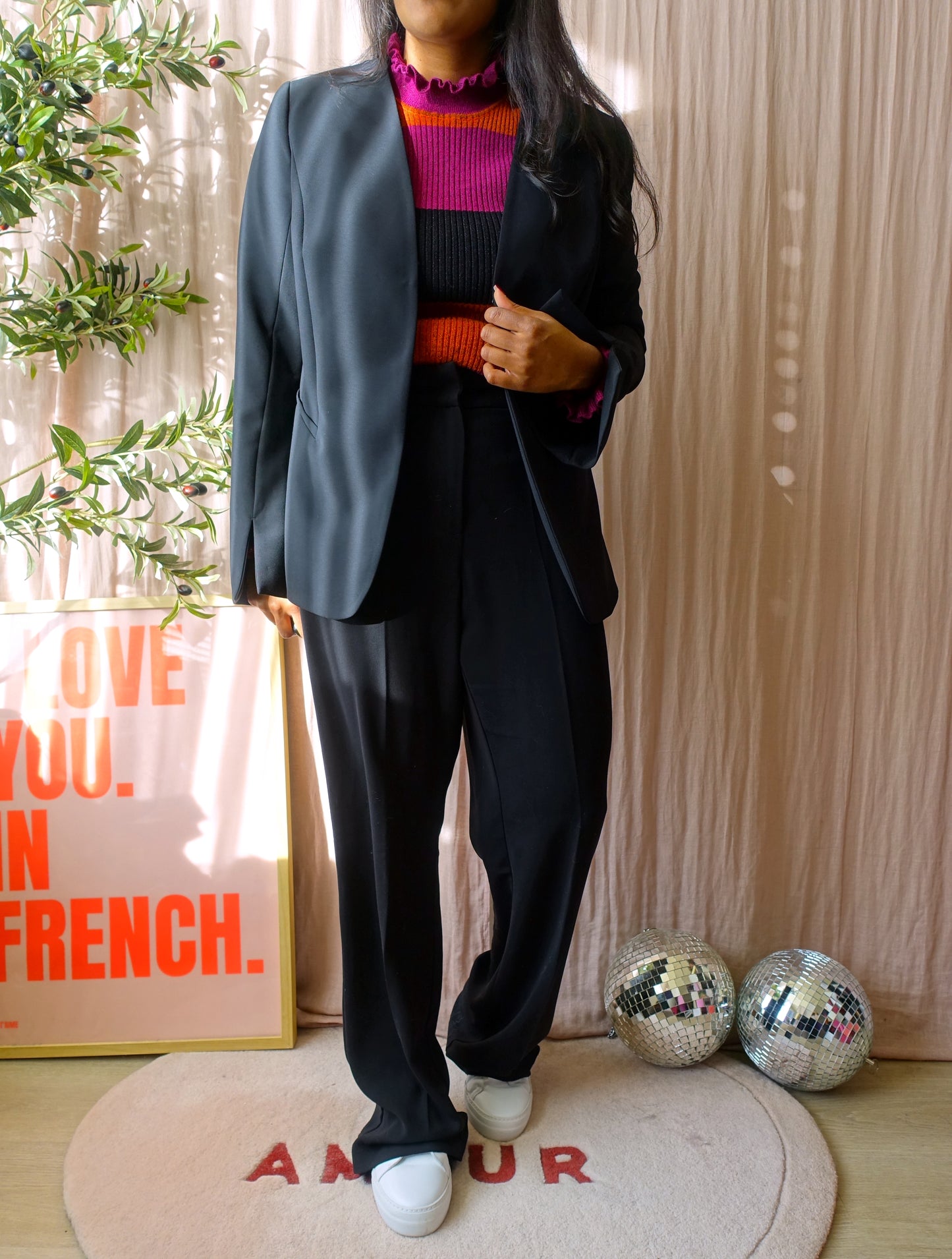 Luisa Cerano classic split sleeve blazer jet black