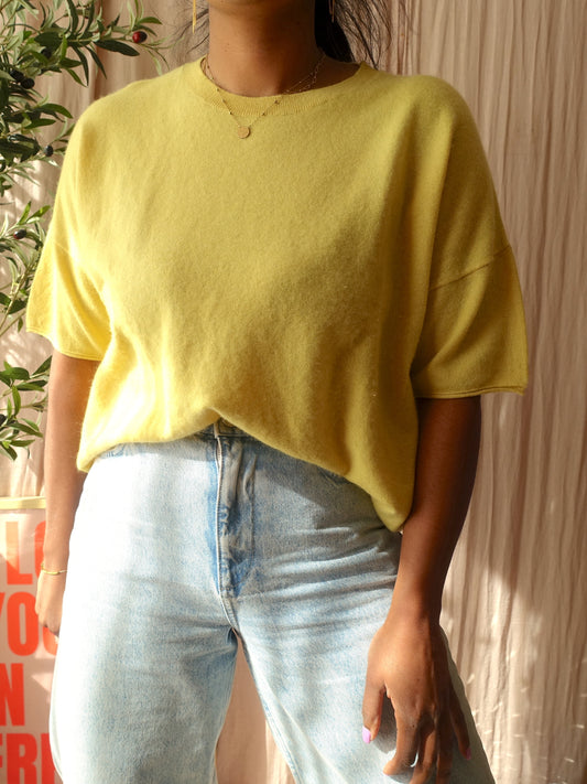 Luisa Cerano exclusive cashmere & wool tee sunshine yellow