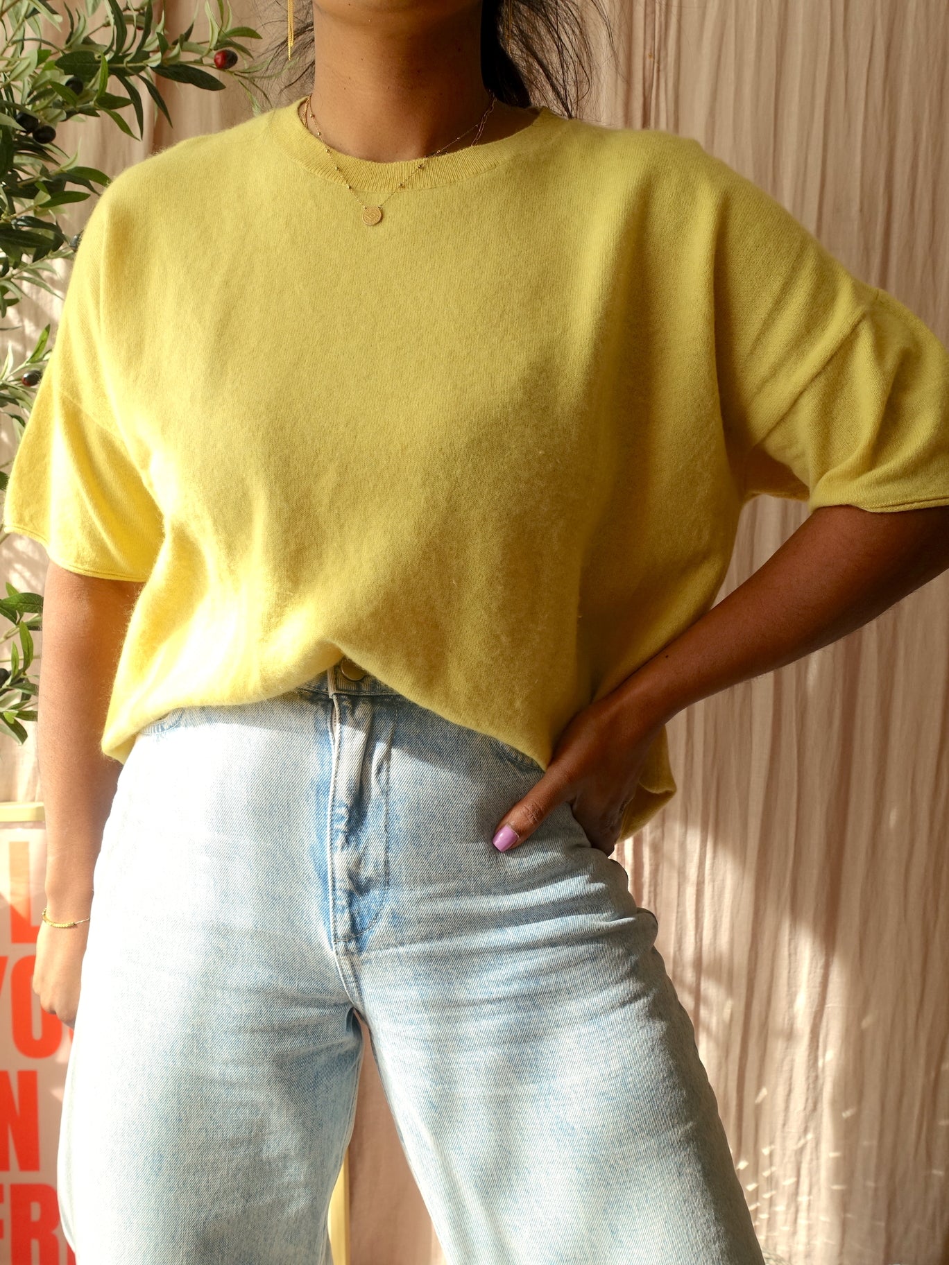 Luisa Cerano exclusive cashmere & wool tee sunshine yellow