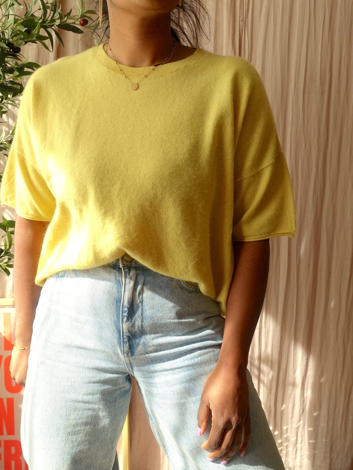 Luisa Cerano exclusive cashmere & wool tee sunshine yellow