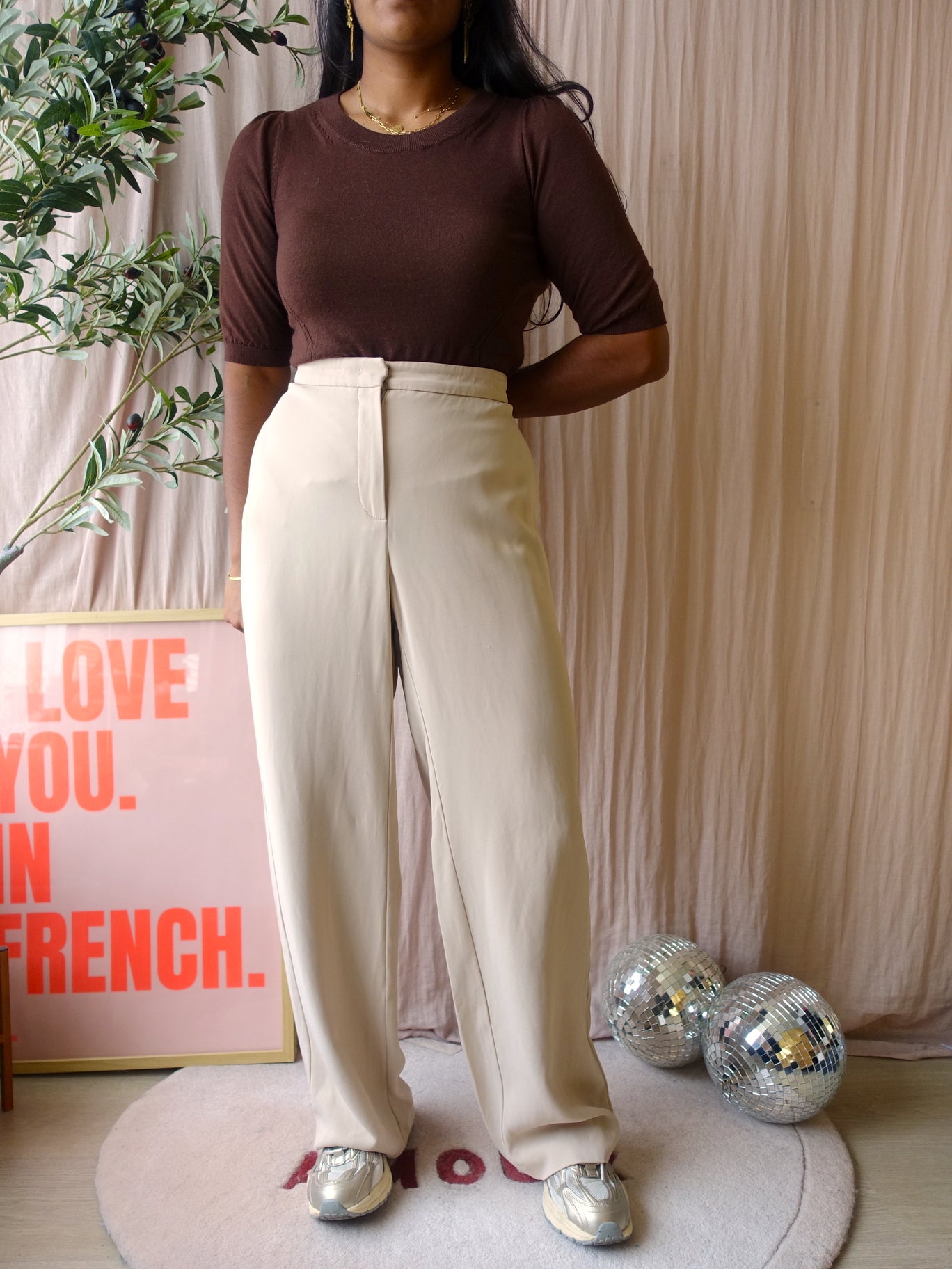 Luisa Cerano viscose wide leg pants ecru