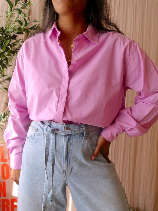 MSCH loose fit poplin cotton shirt bubblegum pink