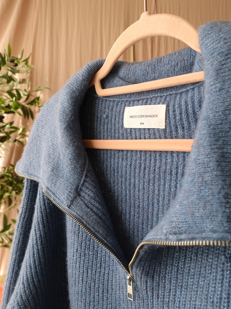 MSCH gitta quarter zip knit denim blue