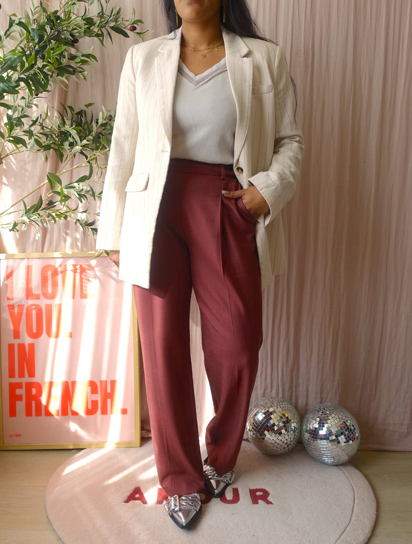 Fabiana Filippi designer fine knit tee light grey