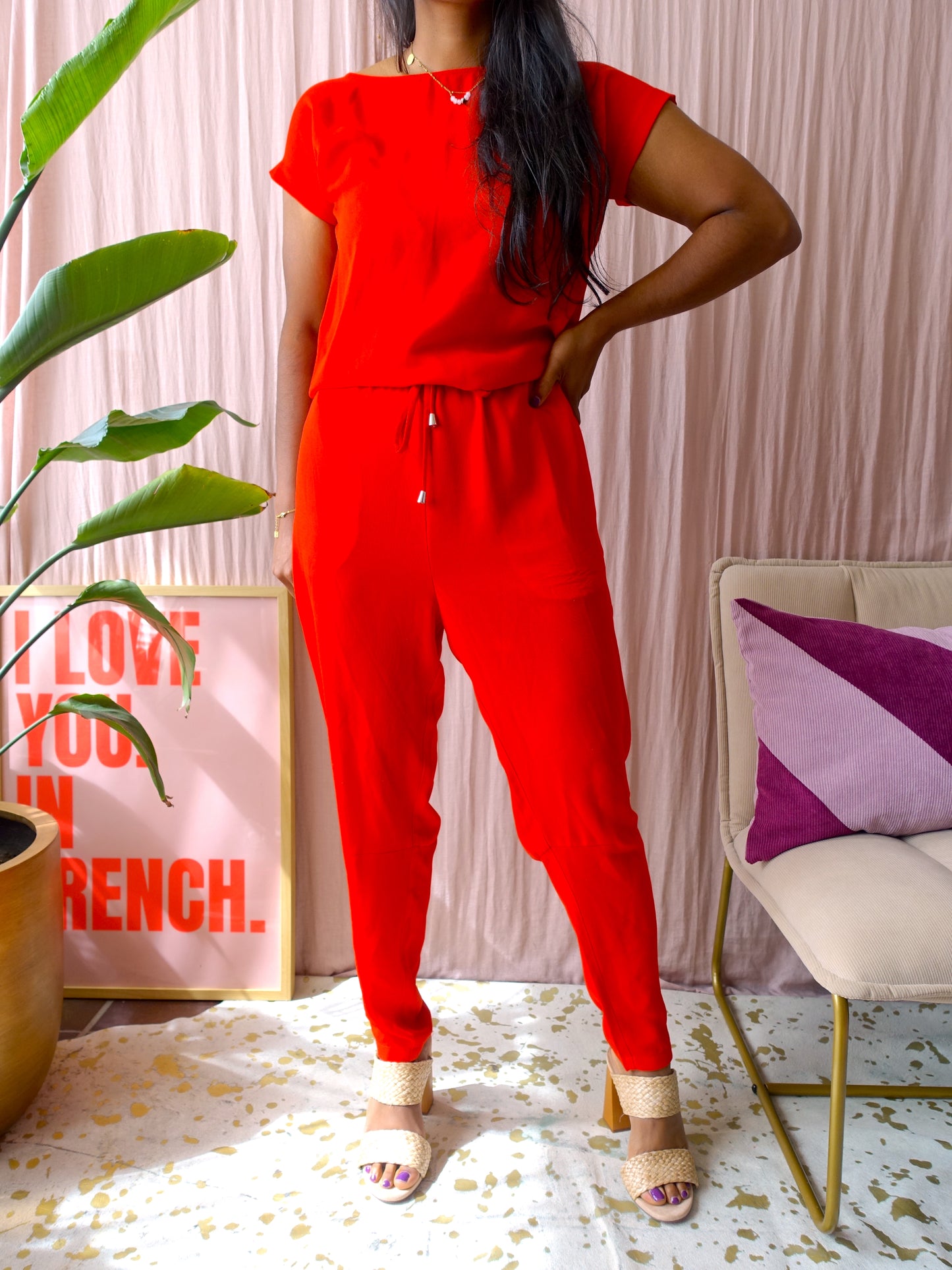 Mads Nørgaard crêpe Georgette Cavi jumpsuit passion red